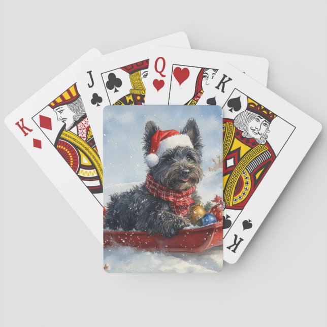Bouviers Des Flandres Hund i Sledge-julen Casinokort (Baksidan)