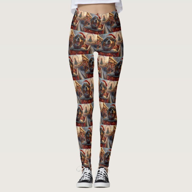 Bouviers des Flandres Hund Roller Underlägg jul Leggings (Framsida)