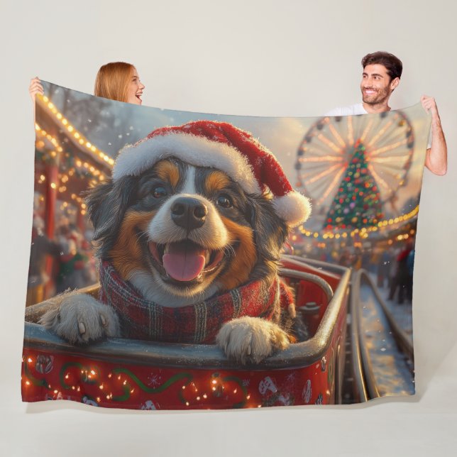 Bouviers des Flandres Hund Tågbana Jul Fleecefilt (På plats)