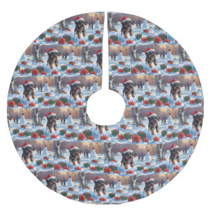 Bouviers des Flandres Jul Firad Snö Scen Julgransmatta Borstad Polyester