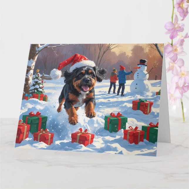 Bouviers des Flandres jul jul Festive Snö Scene Kort (Orkide)