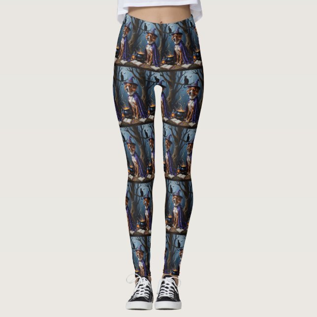 Bouviers des Flandres Whimsical Halloween Painting Leggings (Framsida)