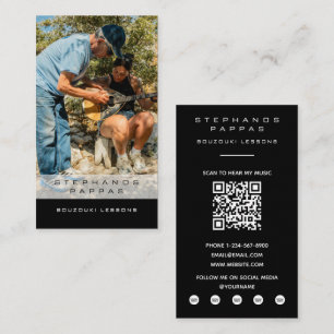 Bouzouki Grekisk Musiklektion Musiker Foto QR-kod Visitkort