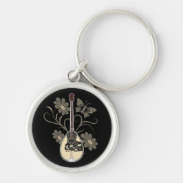 Bouzouki Rund Silverfärgad Nyckelring
