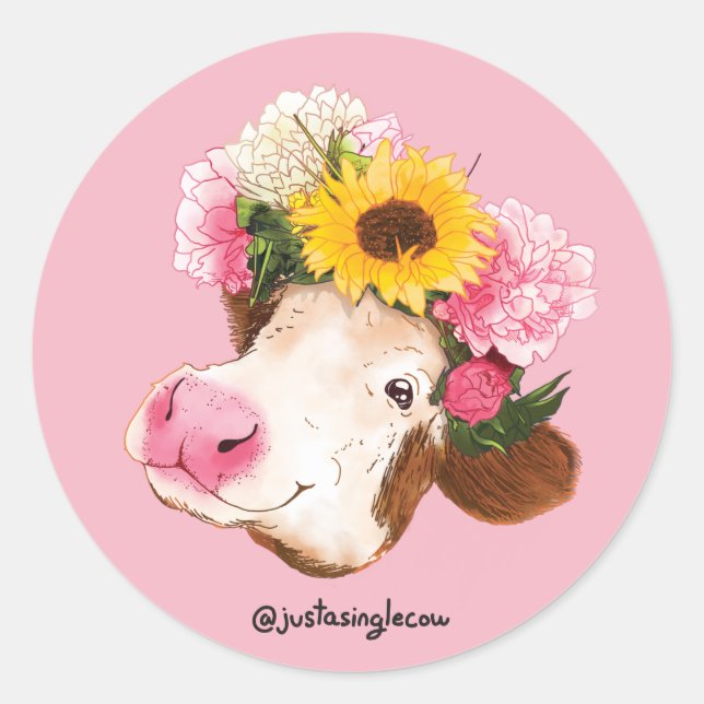Bovine Queen Sticker Lakan Runt Klistermärke (Framsida)