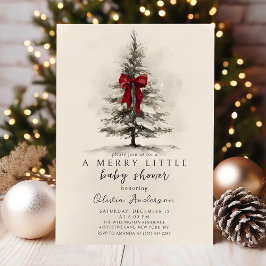 Bow A Merry Little Christmas Baby Shower Inbjudningar