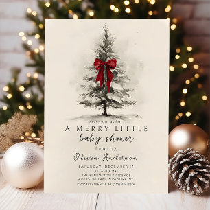 Bow A Merry Little Christmas Baby Shower Inbjudningar