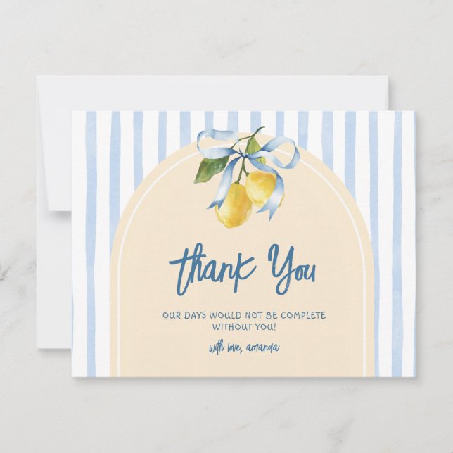Bow A Sweet Little One Citrus Citron Baby Shower Tack Kort (Framsida)