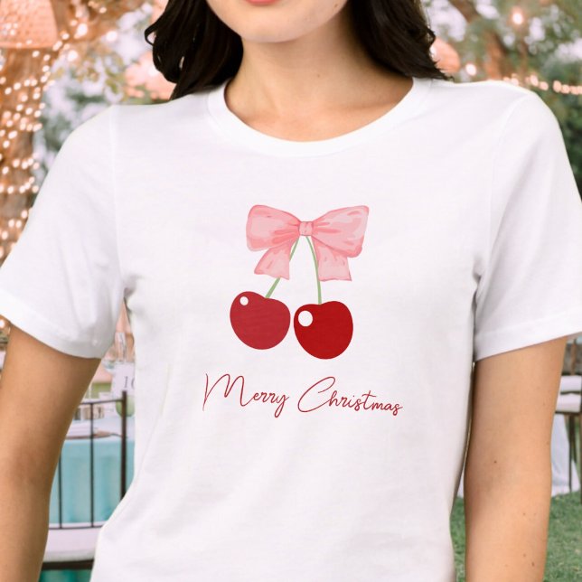 Bow and Cherries, anpassningsbar hälsning T Shirt (Skapare uppladdad)