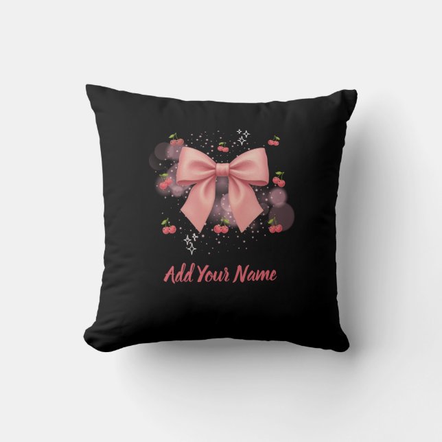 Bow and Cherries Throw Pillow Kudde (Framsida)