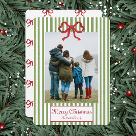 Bow And Stripes Christmas Card Inbjudningar