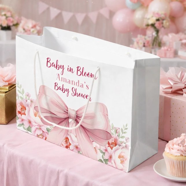 Bow Baby i Bloom rosa blommigts Baby Shower (Skapare uppladdad)