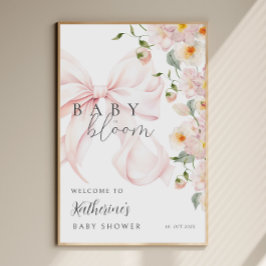 Bow Baby in Bloom Baby Shower Välkomstskylt Affisc Poster