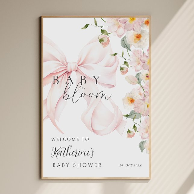 Bow Baby in Bloom Baby Shower Välkomstskylt Affisc Poster (Skapare uppladdad)