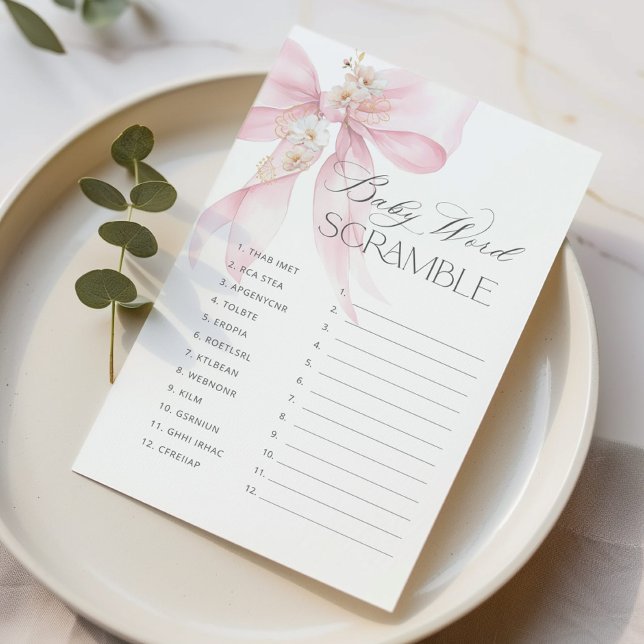 Bow Baby ord Scramble Blommigt babyduschspel för b (Skapare uppladdad)