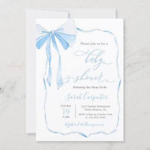 Bow Baby Shower Boy-inbjudan Inbjudningar