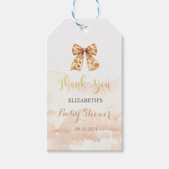 Bow Baby Shower för kvalster för kute Presentetikett (Framsidan)