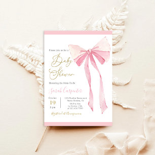 Bow Baby Shower Girl Inbjudningar