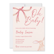 Bow Baby Shower-inbjudan