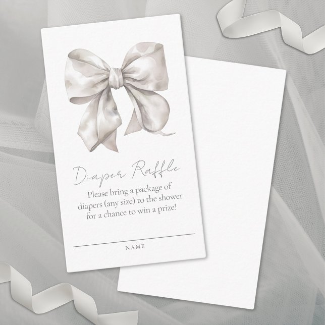 Bow Baby Shower-kort för fickstöldskydd Tilläggskort (Bow Baby Shower Diaper Raffle Enclosure Card)