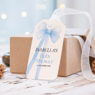 Bow Baby Shower-märkre, Blue Tack Presentetikett