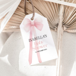 Bow Baby Shower-märkre, Rosa Tack Presentetikett