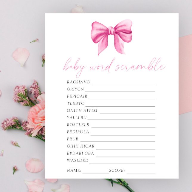Bow babydusch i Ord-skammusslor, babyduschspel (Skapare uppladdad)