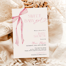 Bow Babyfirande, Rosa Tjej Babyfirande Inbjudningar