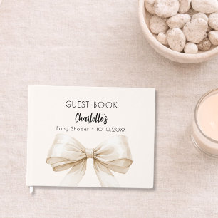 Bow beige kräm könsneutral babystövel gästböcker