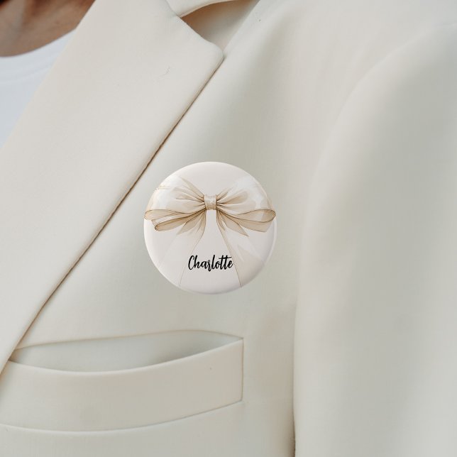 Bow beige kräm namn bricka knapp (Skapare uppladdad)