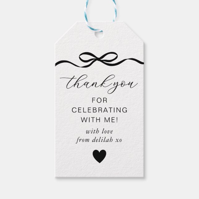 Bow Birthday Presentetikett (Framsidan)