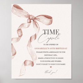 Bow Birthday Time Capsule-skylt för Beige Coquette Poster
