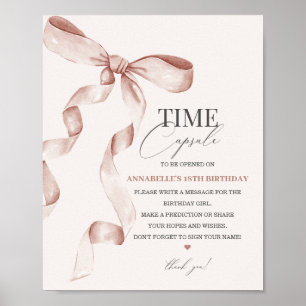 Bow Birthday Time Capsule-skylt för Beige Coquette Poster