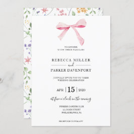 Bow blommigt elegant trendig bröllopsinbjudan inbjudningar