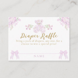 Bow Blommigt Nalle Toile Girl Shower Diaper Tilläggskort