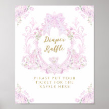 Bow Blommigt Nalle Vapensköld Baby Shower Diaper