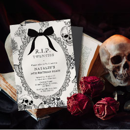 Bow Blommigt Skull RIP 20 30års födelsedag Party Inbjudningar
