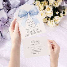 Bow blue beige kräm-pojken BABY Shower osa