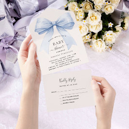 Bow blue beige kräm-pojken BABY Shower osa