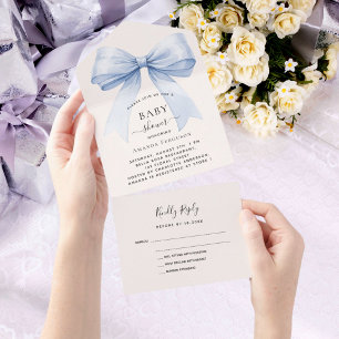 Bow blue beige kräm-pojken BABY Shower osa