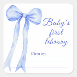 Bow - Bokmärke för baby shower, böcker till baby Fyrkantigt Klistermärke