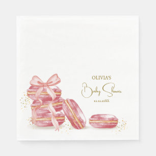 Bow Bonjour Bébé Fransk Macarons Baby Shower Pappersservett