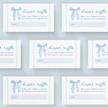 Bow Boy Shower Diaper Raffle Biljett