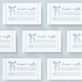 Bow Boy Shower Diaper Raffle Biljett Tilläggskort
