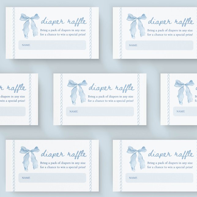 Bow Boy Shower Diaper Raffle Biljett Tilläggskort (Skapare uppladdad)