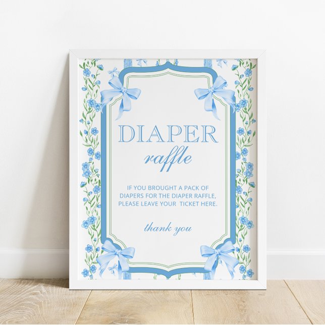 Bow Boy Shower Diaper Raffle Poster (Skapare uppladdad)