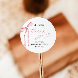 Bow Bridal Shower Förmånsetikett, Efterrätsetikett Runt Klistermärke