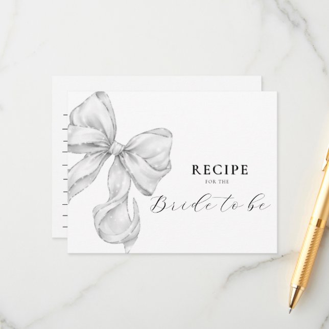 Bow Bridal Shower Recipe Tilläggskort (Fram/Back In Situ)