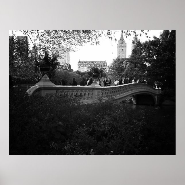 Bow Bridge, Black and White, Central Park, NYC Poster (Framsidan)