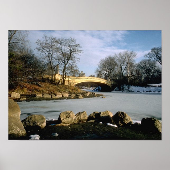 Bow Bridge Central Park Winter NYC Poster (Framsidan)